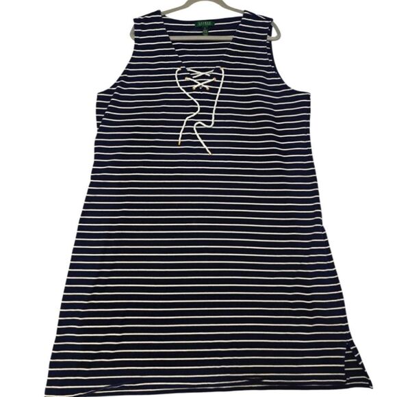 Ralph Lauren Navy Striped Dress plus size 3X - Picture 1 of 7